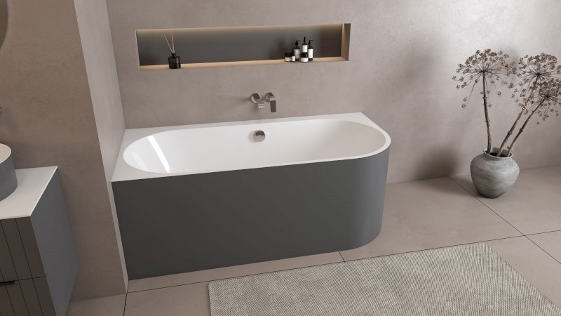 ASTRA L MONOLITH asymetrická vana 160x75x60cm, bílá/carina 33611M.41