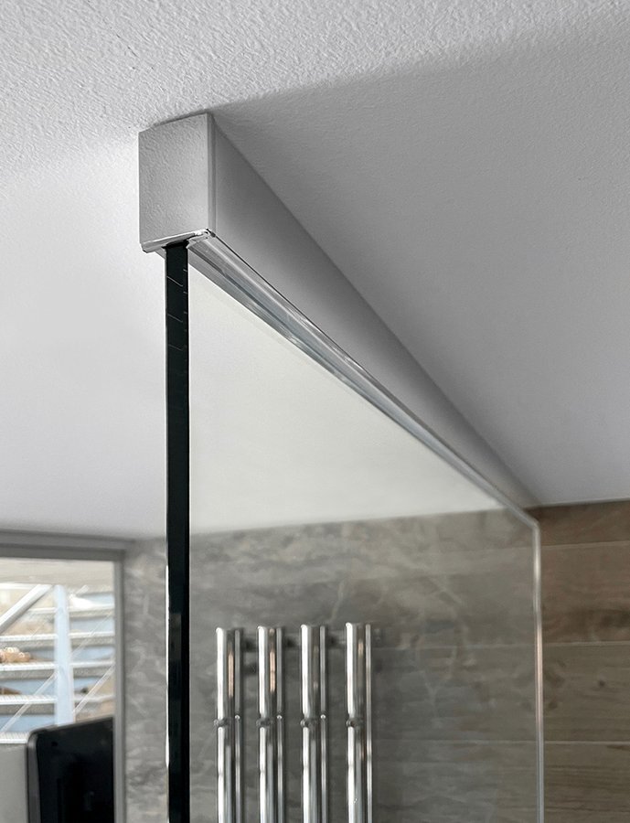 ARCHITEX sada pro neviditelné uchycení skla, podlaha-stěna-strop, 1615x2600mm, leštěný hliník AX2516