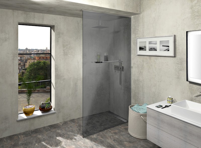 ARCHITEX sada pro neviditelné uchycení skla, podlaha-stěna-strop, 1610x2600mm, leštěný hliník AL2616