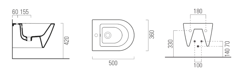 NORM bidet závěsný, 36x50cm, bílá ExtraGlaze 8664111