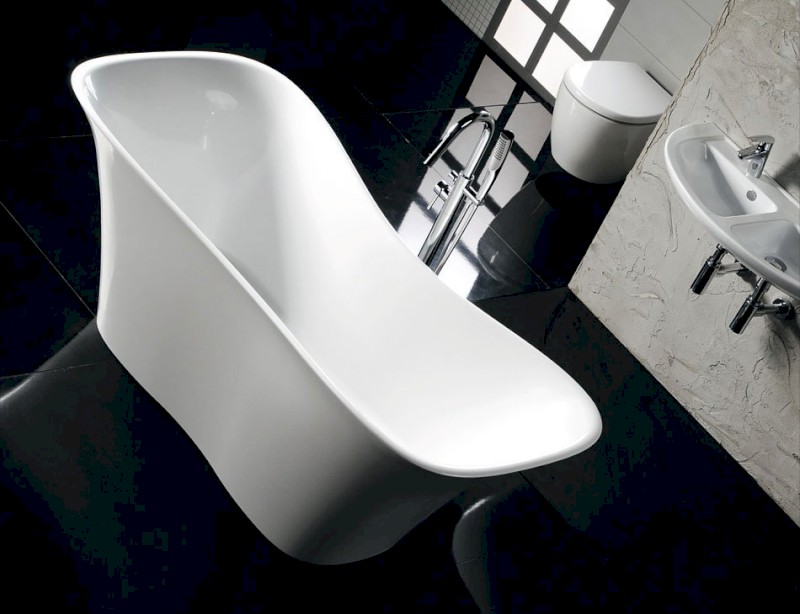 FLORA volně stojící vana litý mramor 180x80x67cm, bílá 99713