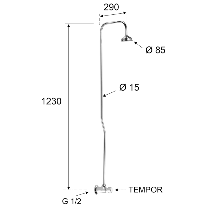 Sprchový sloup s tlačným ventilem, chrom TEM400