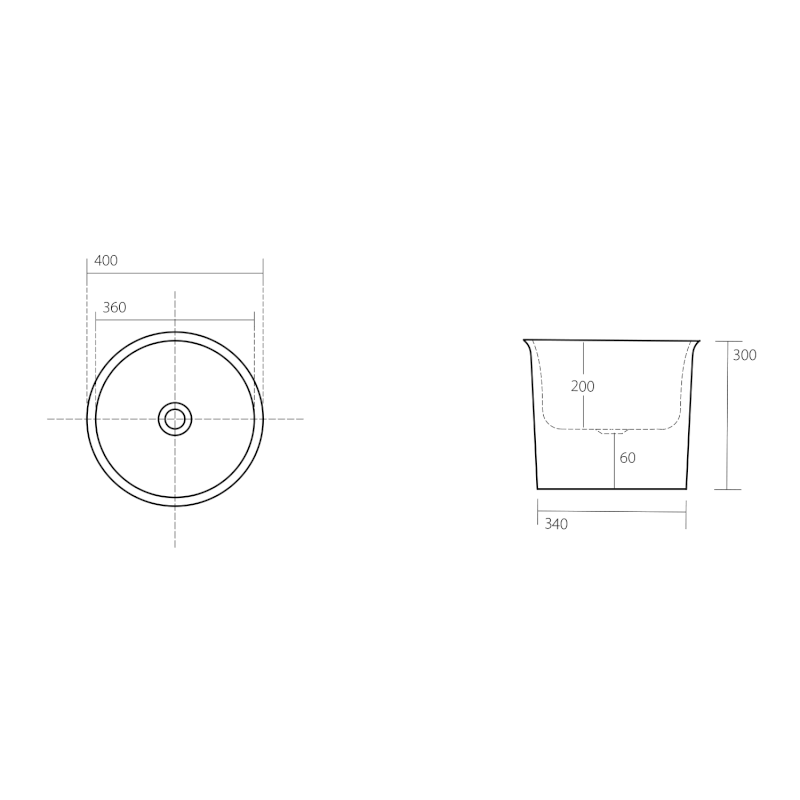 THE NEW YORKER keramické umyvadlo na desku vysoké, průměr 40cm, bílá mat 564401