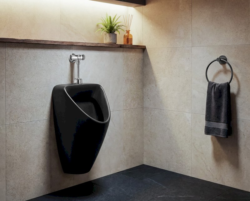 SCHWARN BLACK keramický urinál, s horním přívodem vody, černá mat 201.702.6