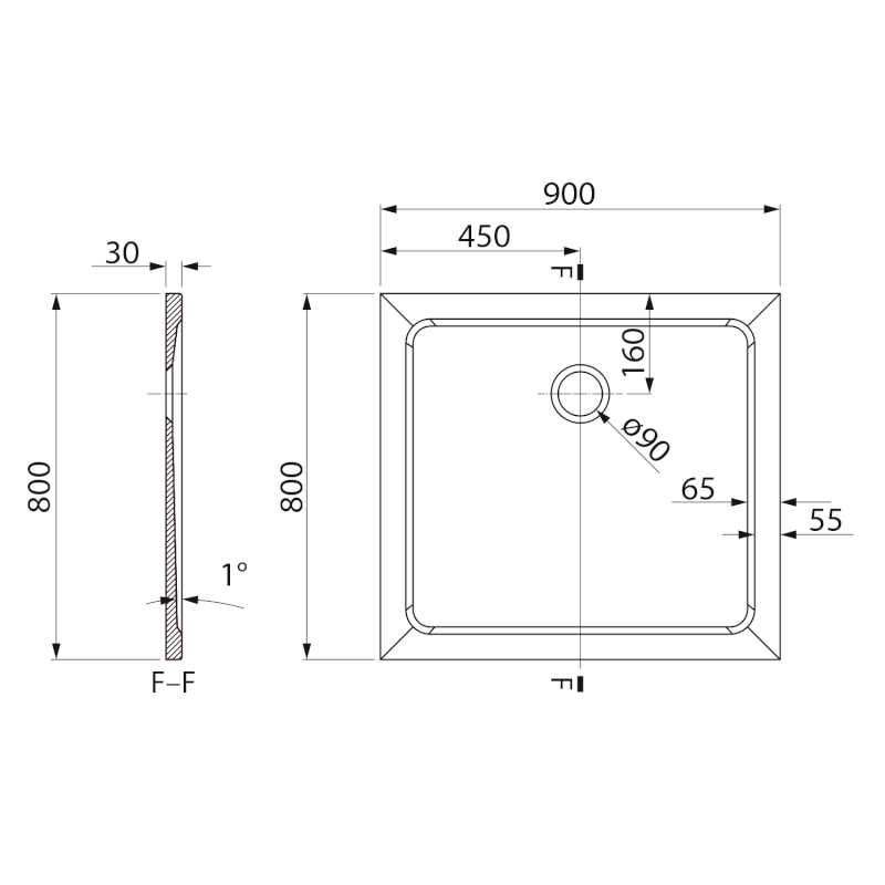 TECMI sprchová vanička z litého mramoru, obdélník 90x80cm, bílá PQ9080