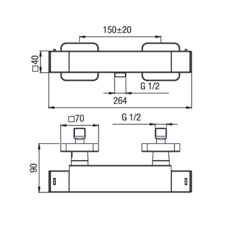 DIMY nástěnná sprchová termostatická baterie, chrom DM245