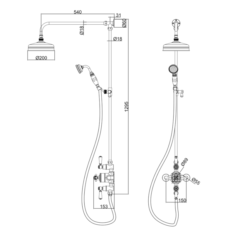 Sprchový sloup s termostatickou baterií, chrom KI139