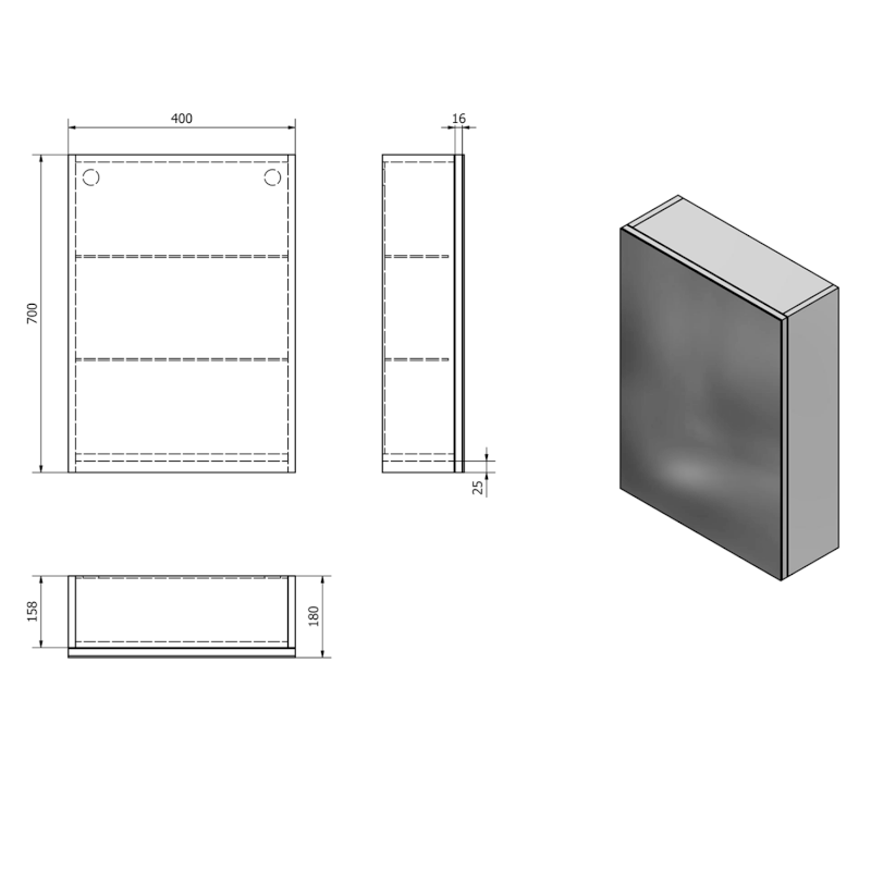 VEGA galerka, 40x70x18cm, bílá VG040