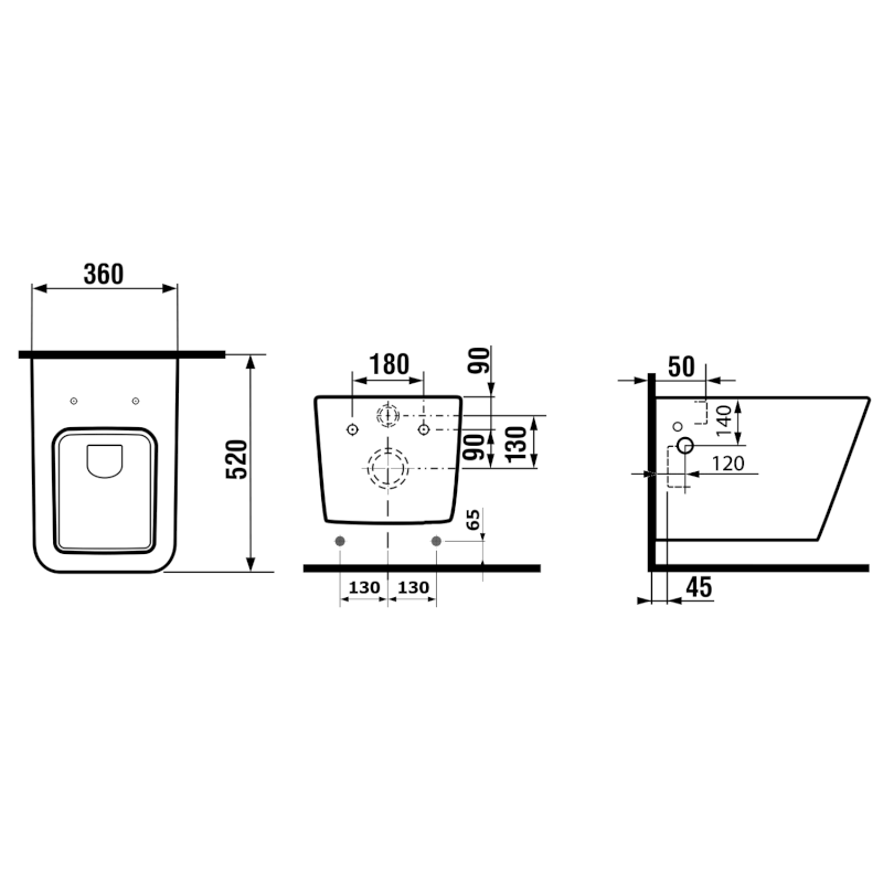 PORTO CLEANWASH závěsná WC mísa Rimless, integrovaná baterie a bidet. sprška, 36x52cm, bílá PZ102RX