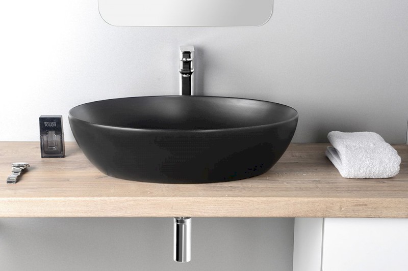 PURA keramické umyvadlo na desku 60x42cm, černá mat 884226