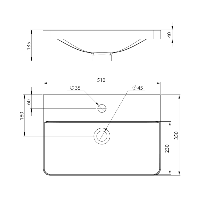 SEN umyvadlo nábytkové, litý mramor, 51x35cm, bílá SN510