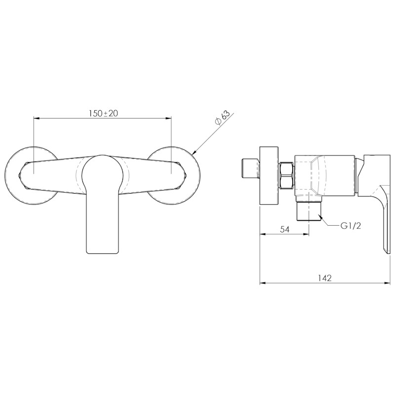 PAX nástěnná sprchová baterie, černá mat XA11/15