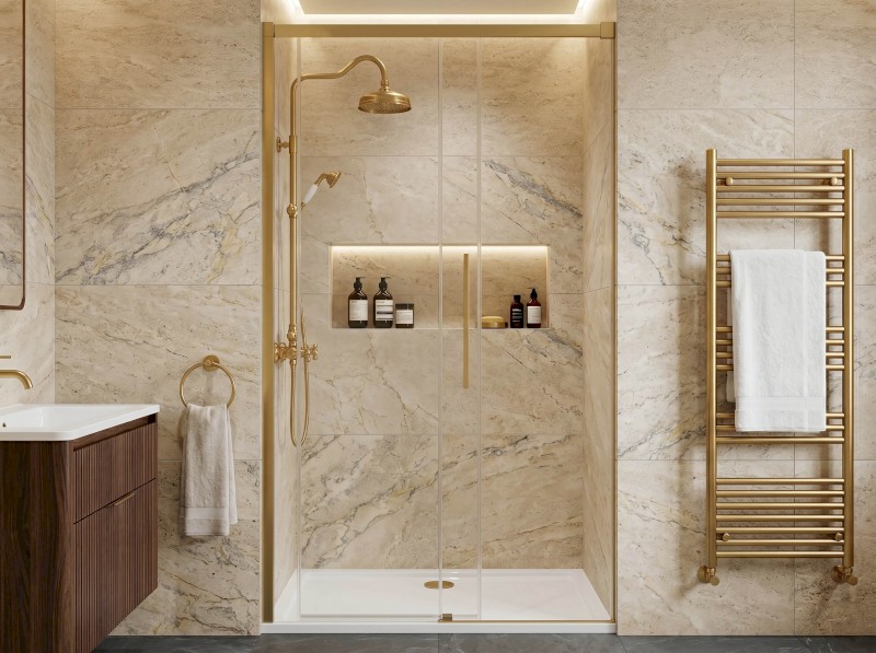 LUXOR GOLD MATT sprchové dveře 1300mm, čiré sklo GU1213G
