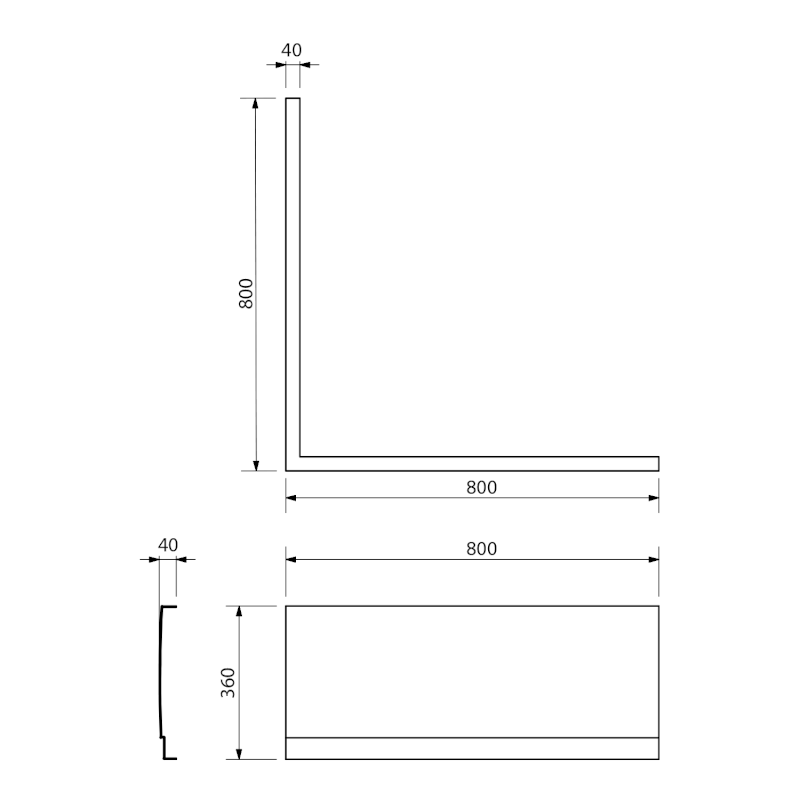 VISLA panel rohový, 80x80x36cm, levý 30338