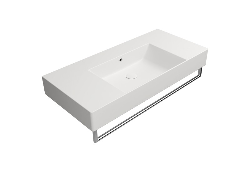 KUBE X keramické umyvadlo 100x47cm, s odkládacími plochami, bez otvoru, bílá mat 9451009