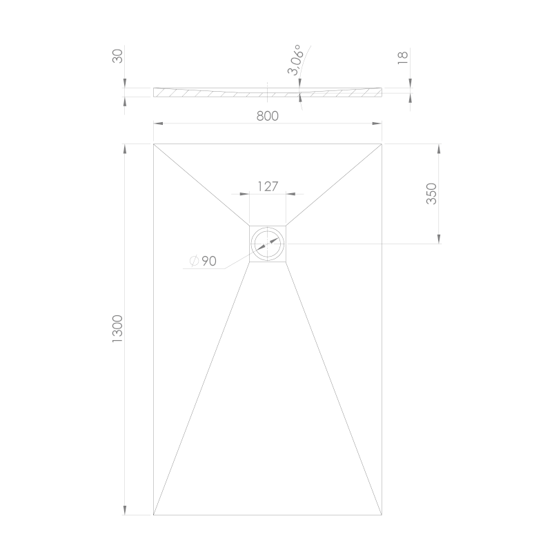 TRENECA vanička z litého mramoru s možností úpravy rozměru, 130x80cm, černá mat 84303.21