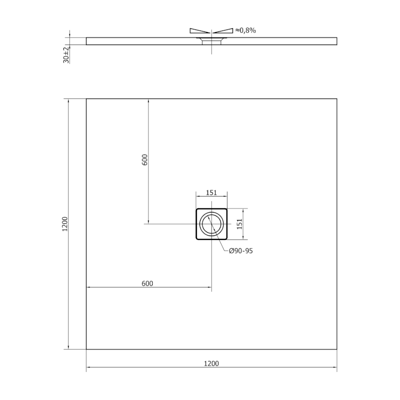 FLEXIA vanička z litého mramoru s možností úpravy rozměru, 120x120cm 72150