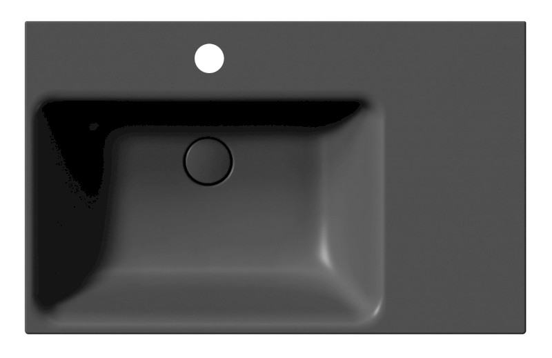 NUBES keramické umyvadlo 80x50cm, s odkládací plochou vpravo, černá mat 9629126