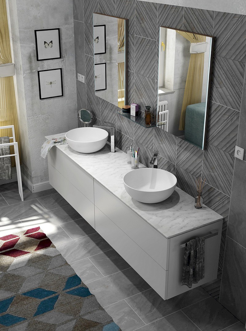 TREOS pracovní deska 1466x513 mm, rockstone, bílá mat TX147-0101