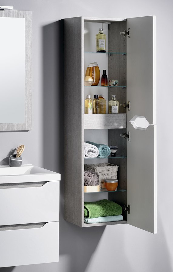 WAVE skříňka vysoká 35x140x30cm, levá/pravá, bílá/dub alabama WA245-3022