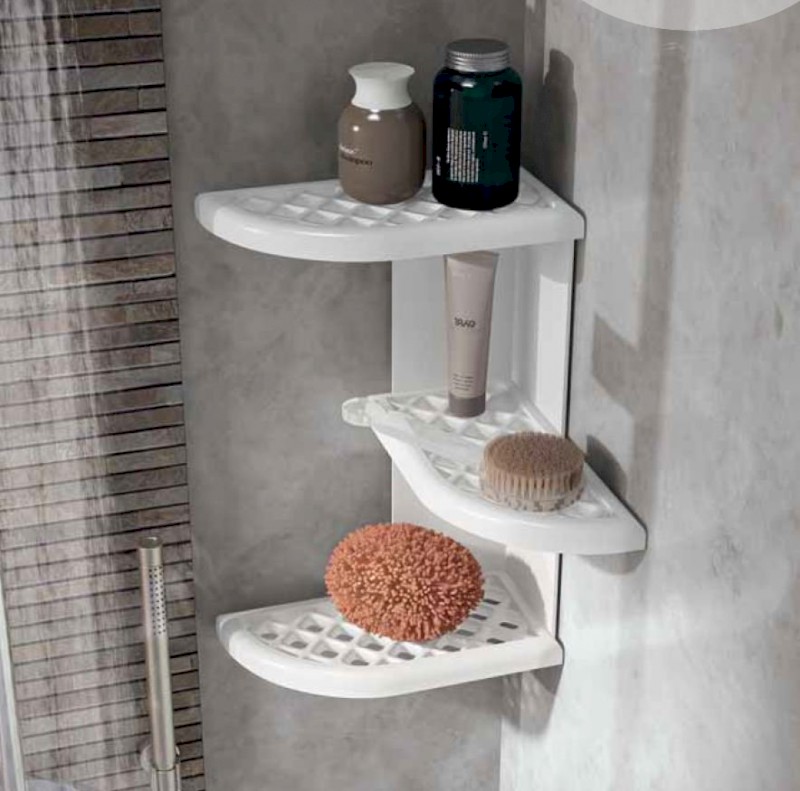 OSCAR rohová polička do sprchy 230x375x230 mm, ABS plast, bílá 8579