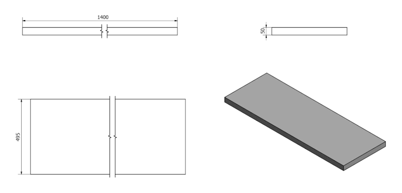 AVICE deska pod umyvadlo 140x50cm, tl.5cm, cement AV1407