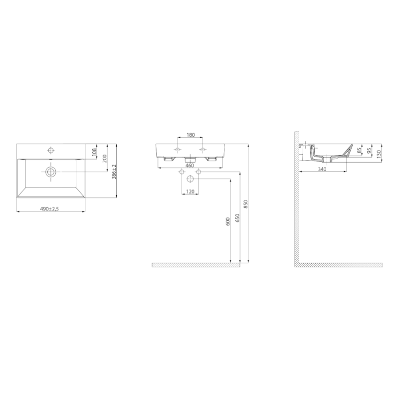 ORION keramické umyvadlo 49x38,6cm, bílá 27050