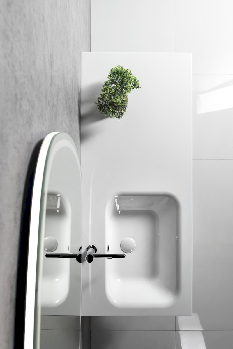 ARECA umyvadlo, litý mramor, 121x51,5cm, levé, bílá AC121L