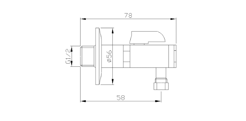 Rohový ventil s matkou, 1/2