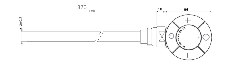 Topná tyč s termostatem, rovný kabel, 300 W, chrom LT67443