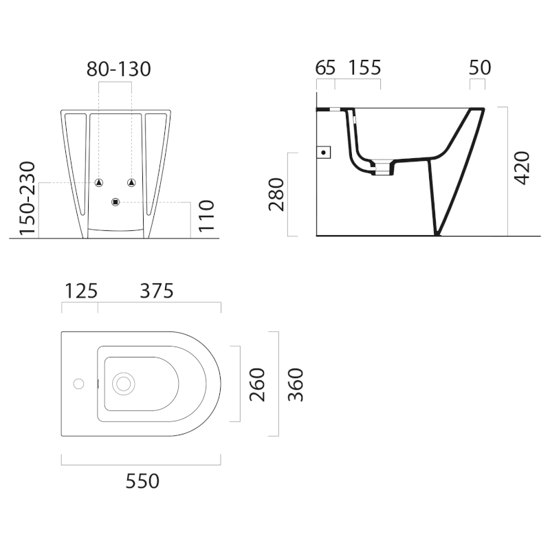 KUBE X bidet stojící, 36x55cm, bílá mat 9462109