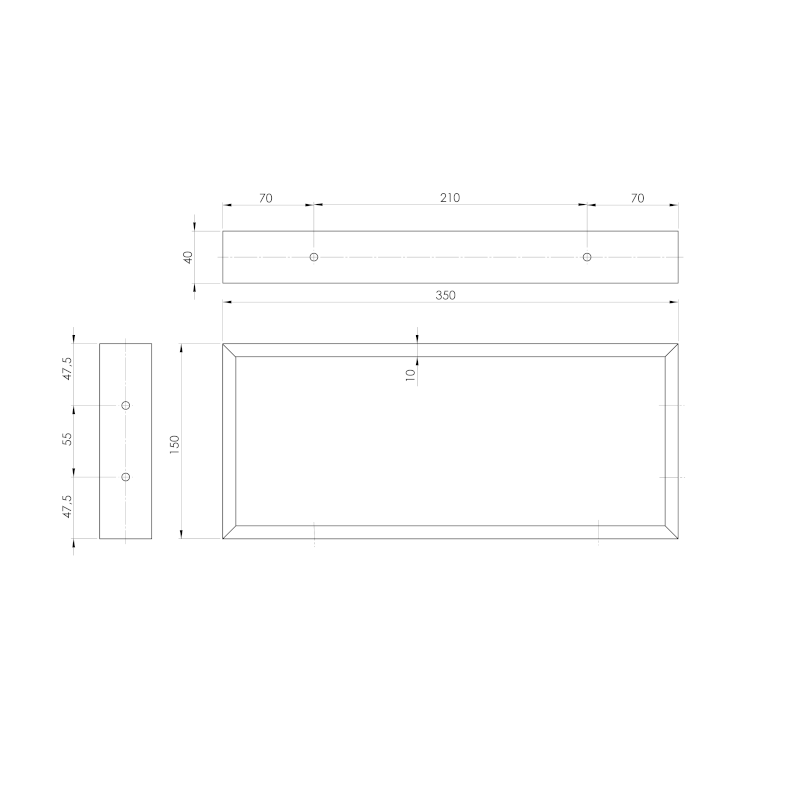 Podpěrná konzole 350x150x40mm, lakovaná ocel, zlato mat, 1 ks 30366