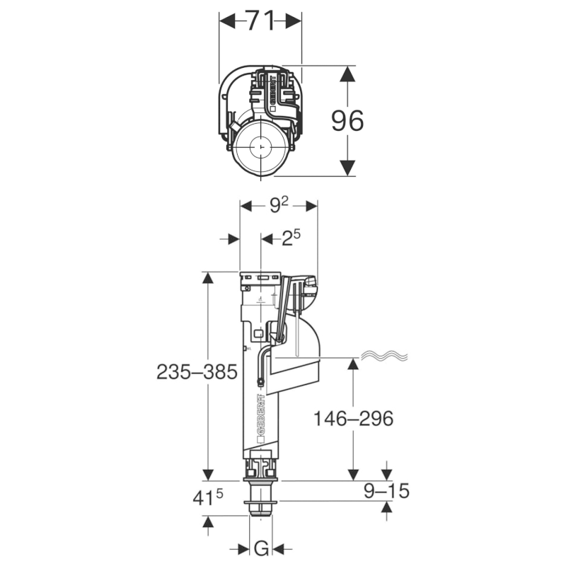 GEBERIT napouštěcí ventil, spodní 1/2