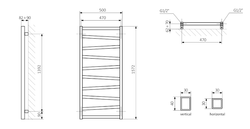 ZIG otopné těleso 500x1572 mm, bílá mat ZG516