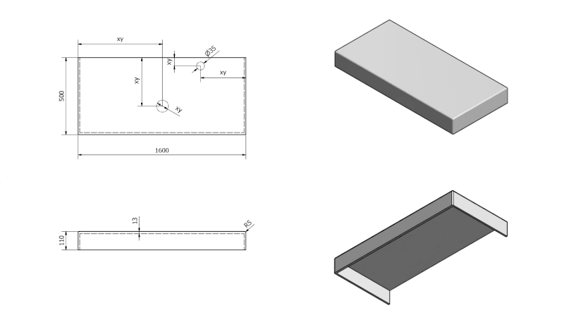 TAILOR rockstone deska 160x50 cm, provedení límce C TR160C