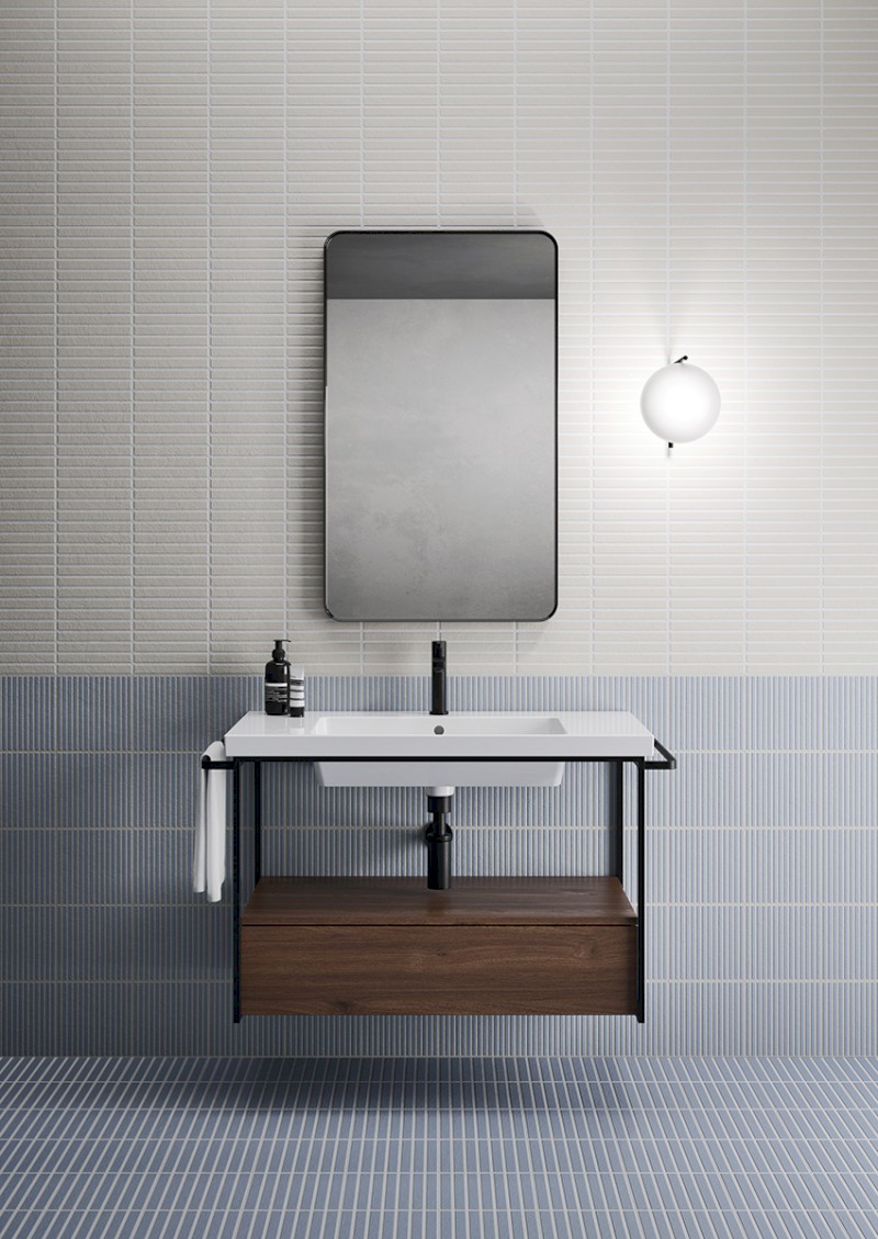 NUBES/NORM konstrukce pod umyvadlo 100x50cm, černá mat/ořech MSAN100N