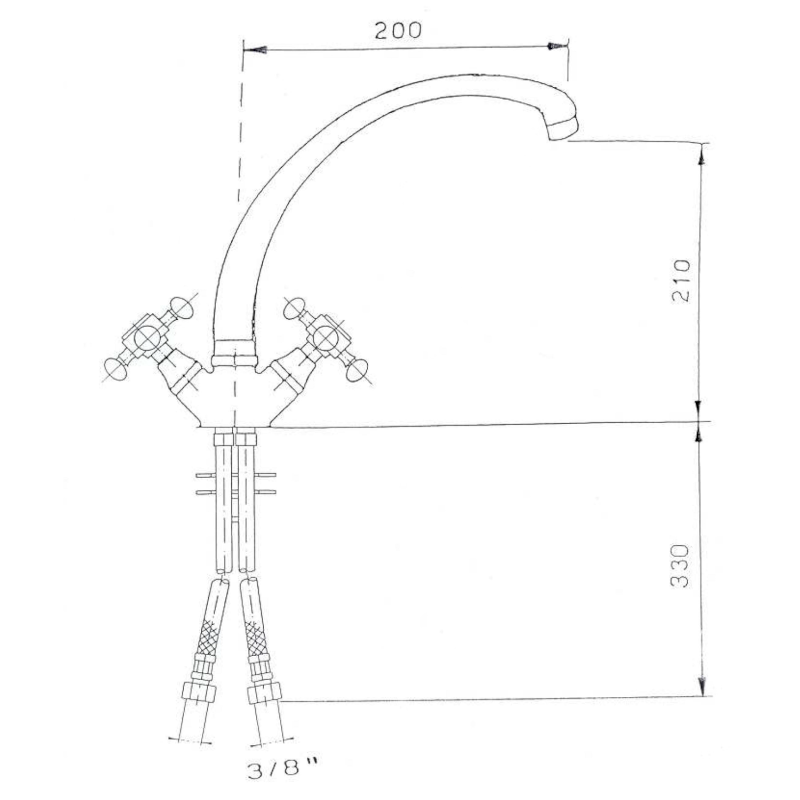 ANTEA stojánková dřezová baterie, výška 265mm, nikl 3118
