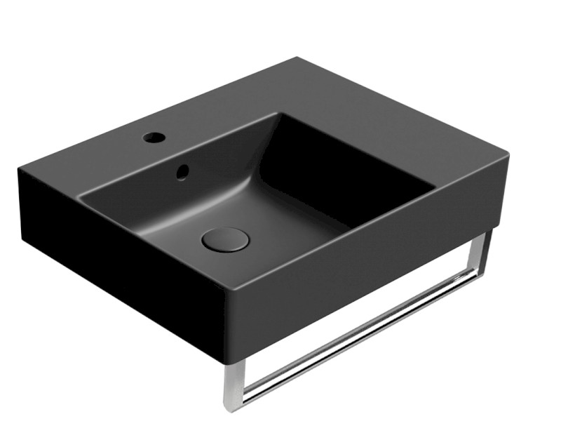 KUBE X keramické umyvadlo 60x47cm, s odkládací plochou vpravo, černá mat 9438126