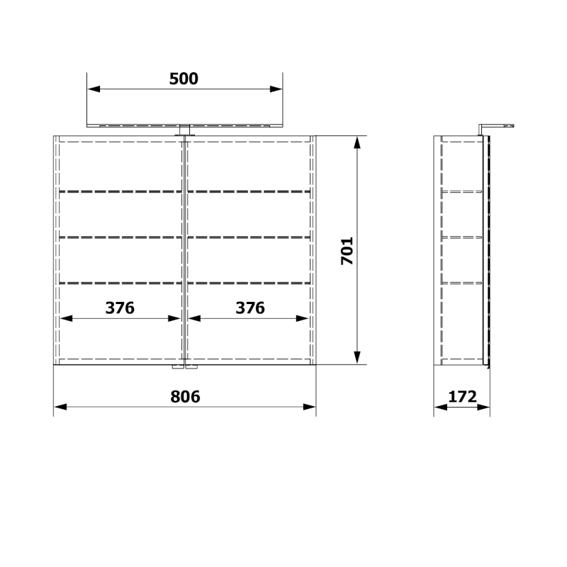 RIWA galerka s LED osvětlením, 81x70x17cm, borovice rustik RIW080-0016