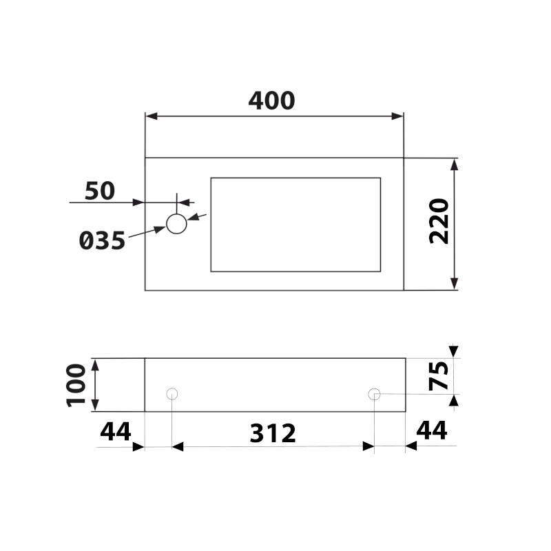 BLOK kamenné umývátko 40x22cm, baterie vlevo, antracit 2401-38