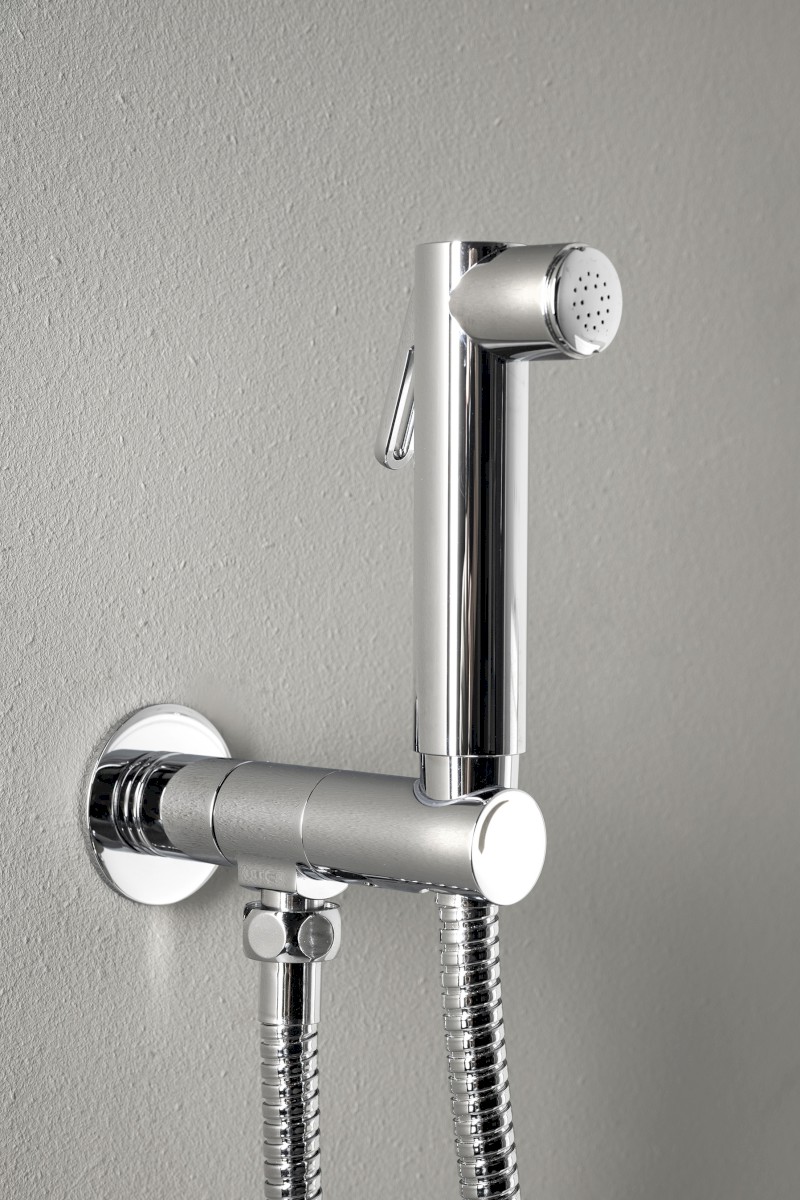 Nástěnný ventil s ruční bidetovou sprškou a bezpečnostní pojistkou,kulatý,chrom SG107