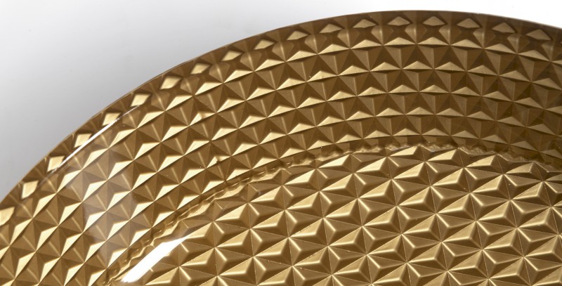 MARAGUA skleněné gravírované umyvadlo na desku Ø 39,5cm, zlatá TY214Z