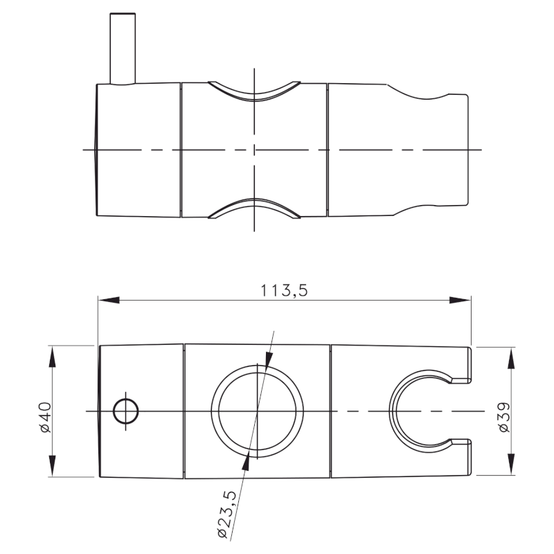 Držák pro sprchovou tyč 23mm, ABS/černá mat NDKJ639