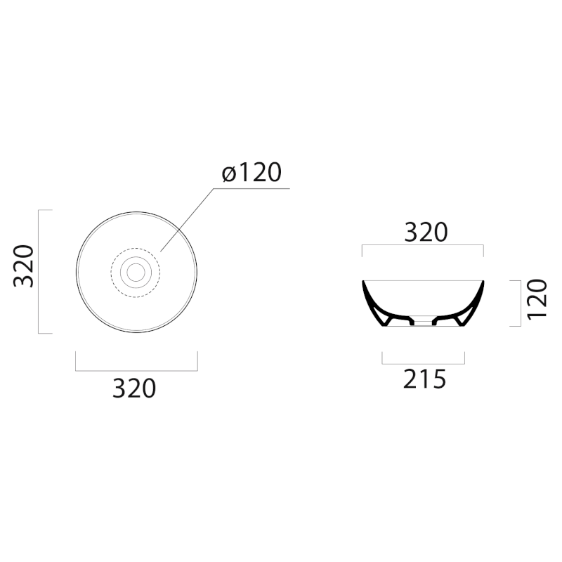 PURA keramické umývátko na desku, průměr 32cm, ghiaccio mat 885415
