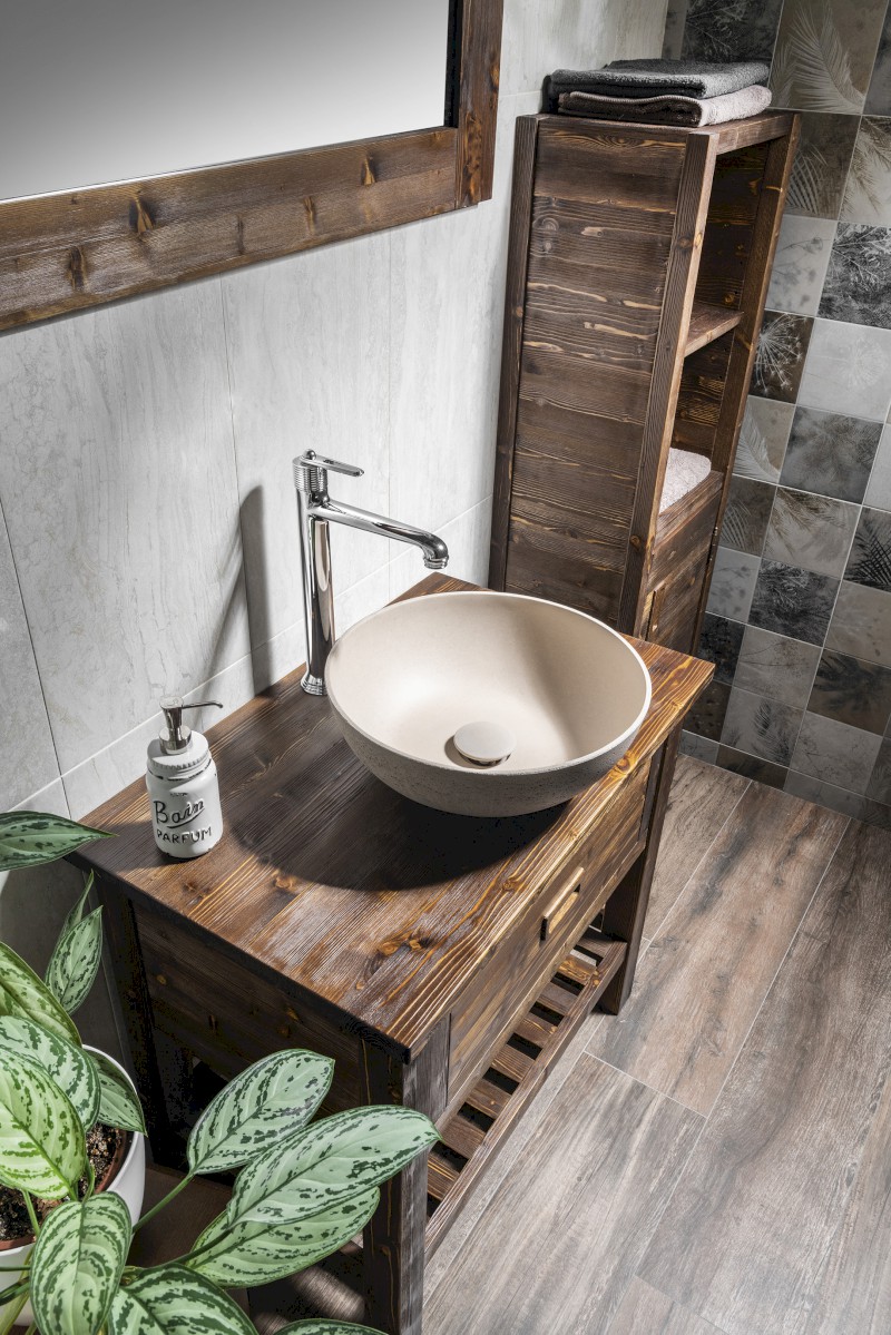 BRAND umyvadlová skříňka 80x73x50cm, mořený smrk BA083S