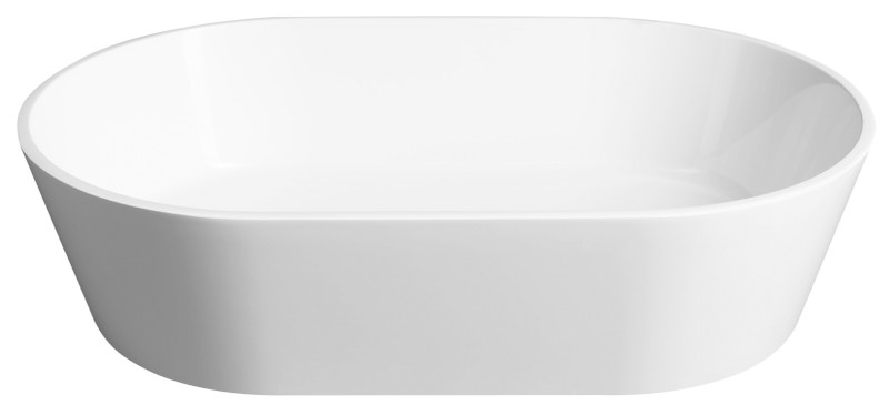 GERANO umyvadlo na desku, litý mramor, 60x38cm, kryt výpusti, bílá GN600