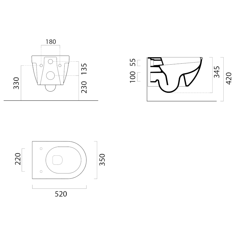 TONO závěsná WC mísa, Swirlflush, 35x52cm, bílá ExtraGlaze 911511