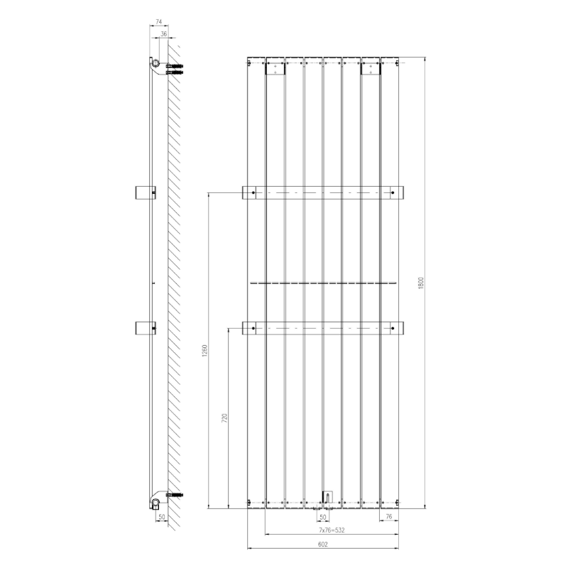COLONNA otopné těleso 602x1800mm, metalická stříbrná IR146