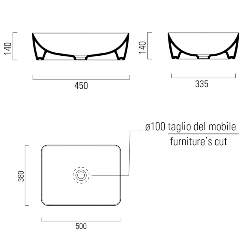 SAND/NUBES keramické umyvadlo na desku 50x38cm, bílá ExtraGlaze 903711