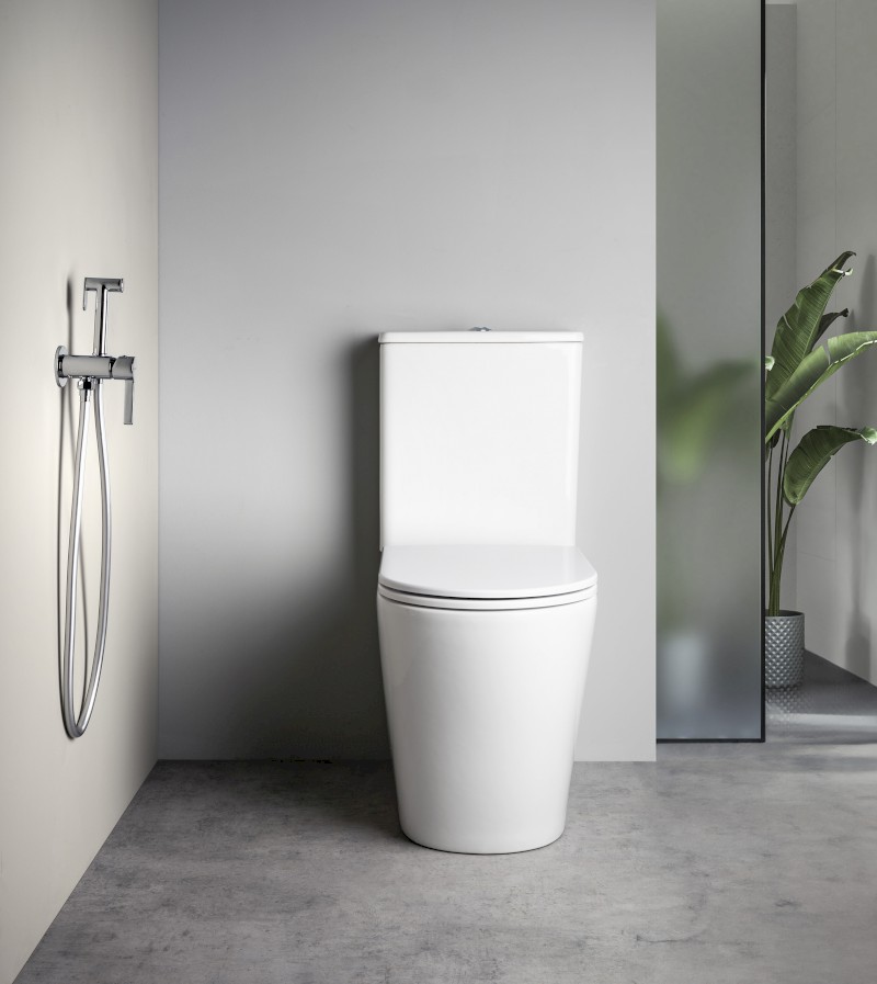 ICONIC podomítková bidetová baterie se Stop sprškou, kulatá, chrom AF040